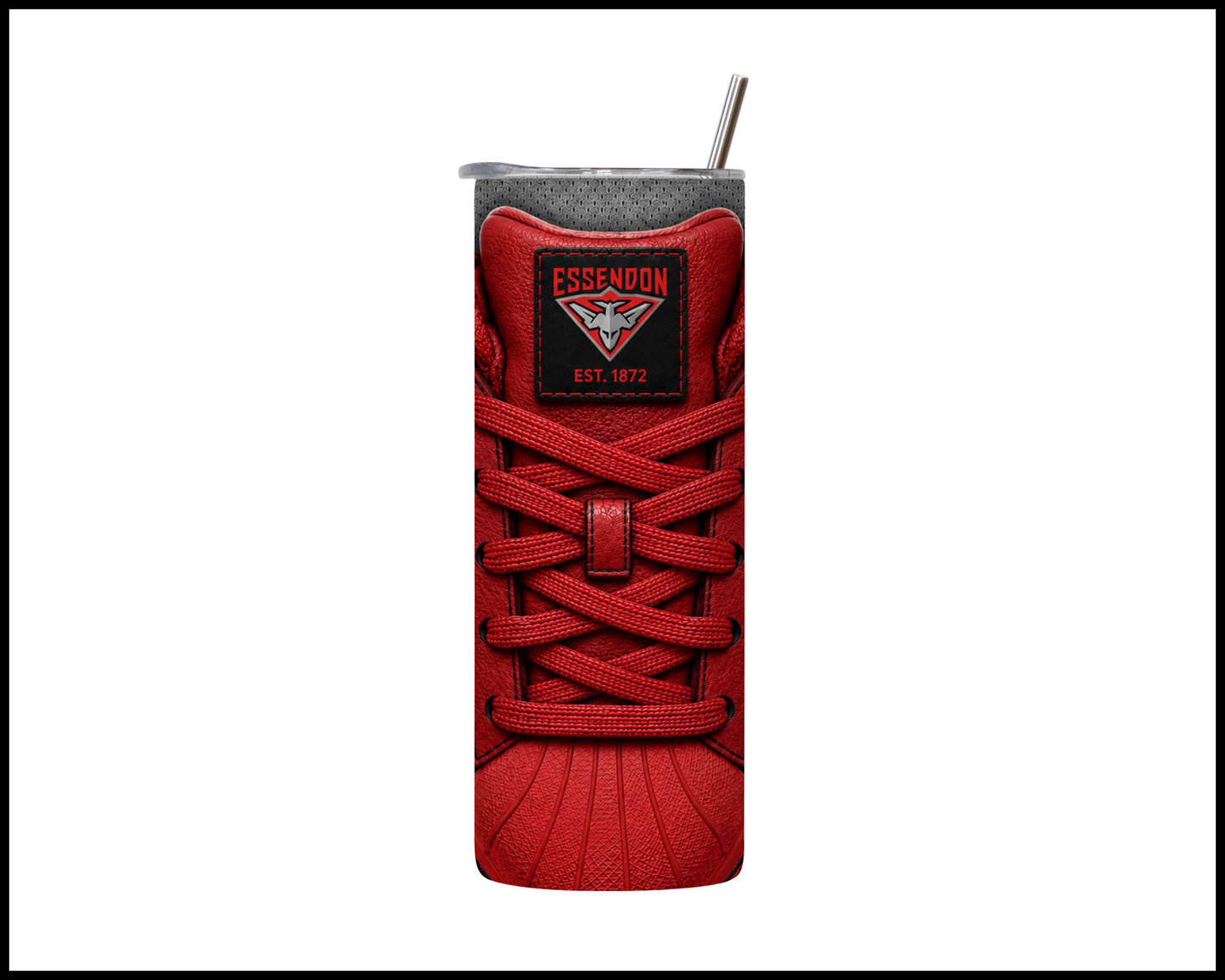 Stainless Steel Tumbler - Essendon Side-Stripe Shoe Inspired