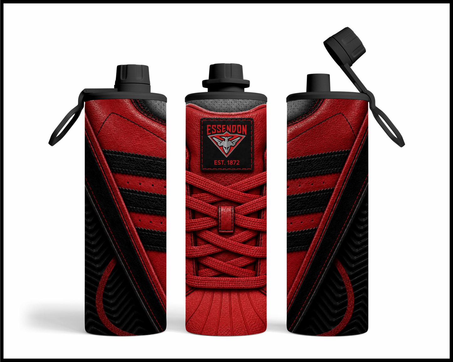Stainless Steel Tumbler - Essendon Side-Stripe Shoe Inspired