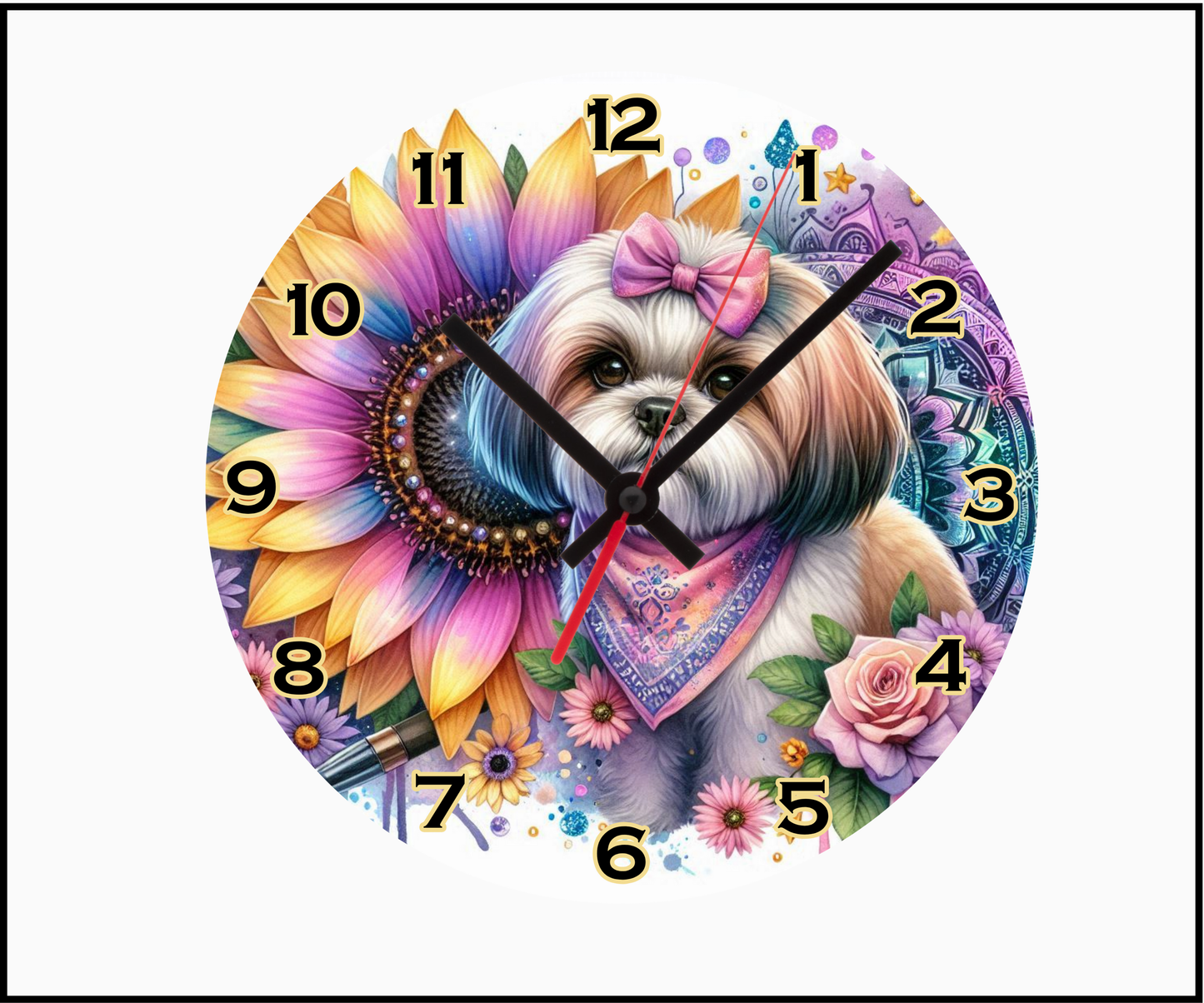 Shih Tzu Sublimated Clock (Round 028)