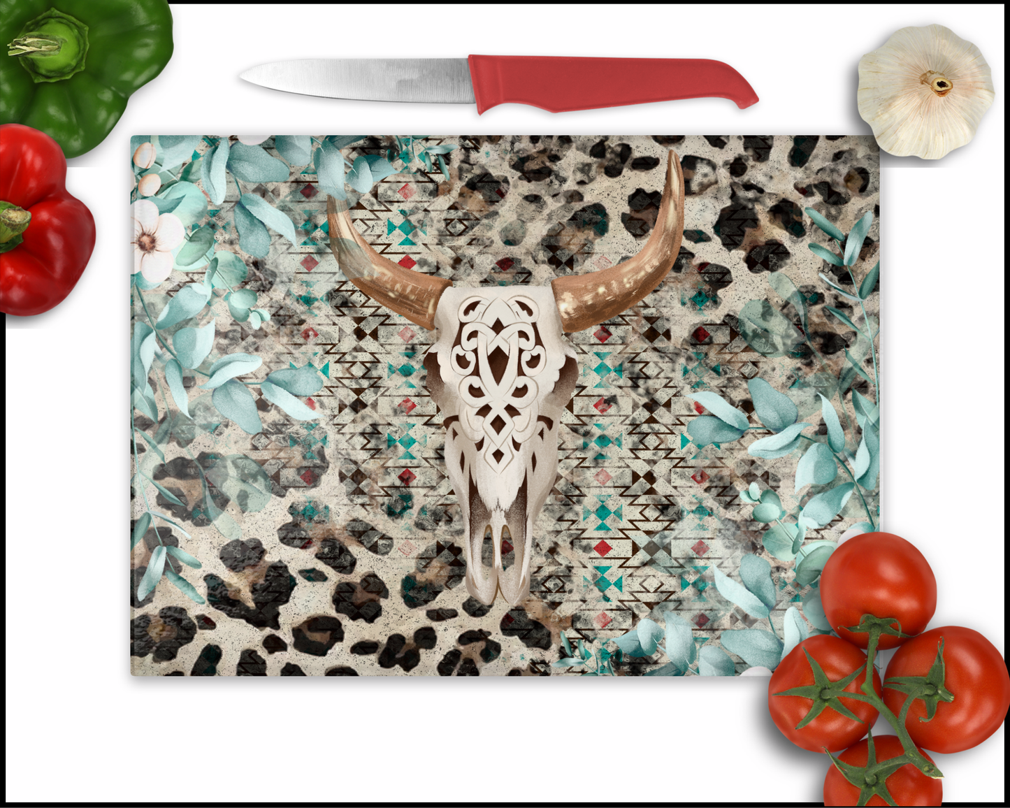 Bull Skull (2) Sublimated Cutting Board (028)