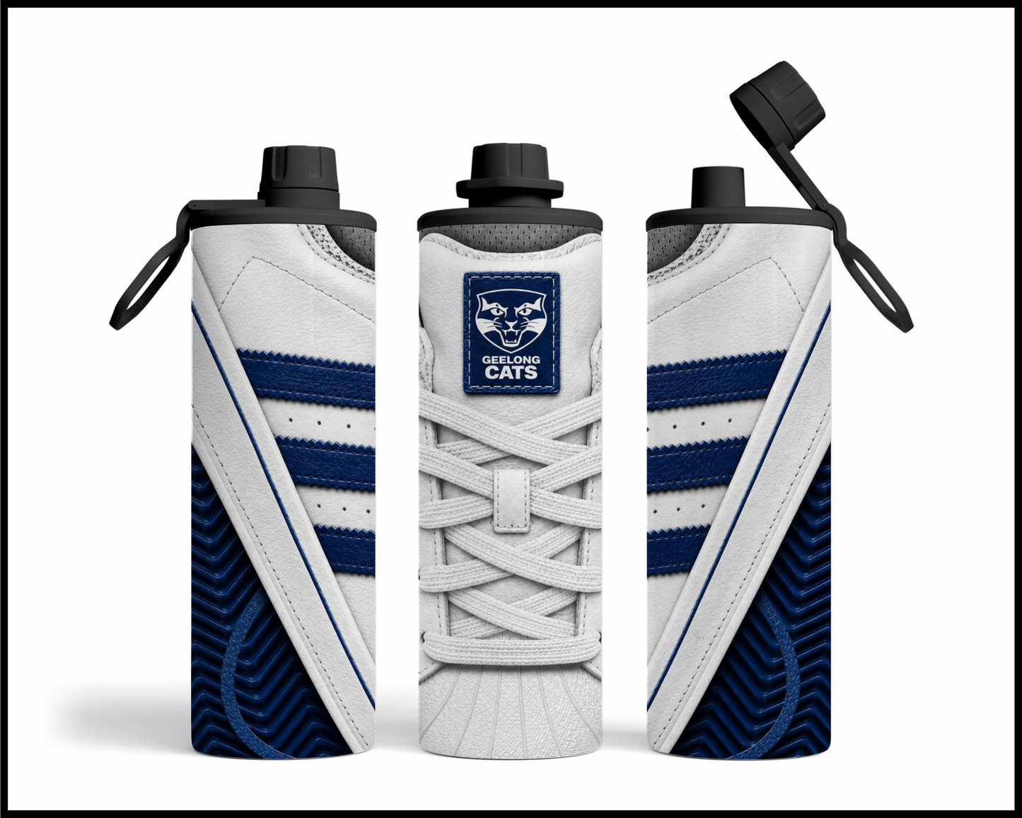 Stainless Steel Tumbler -Geelong Cats Side-Stripe Shoe Inspired