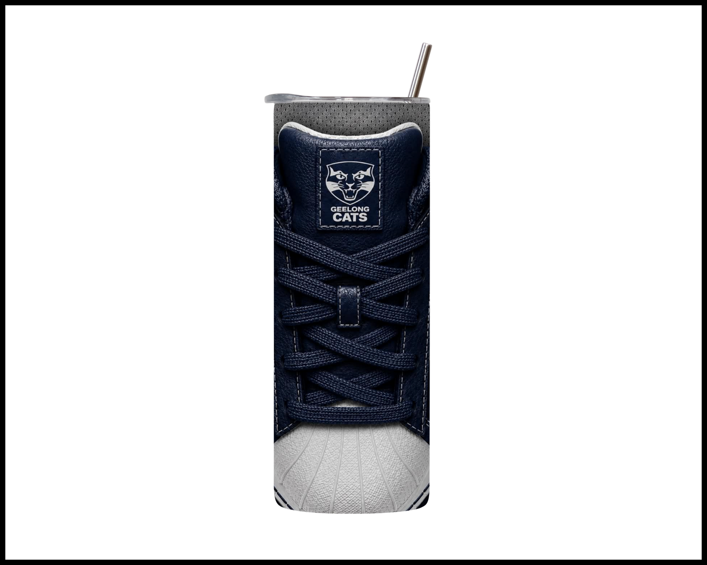 Stainless Steel Tumbler -Geelong Cats Side-Stripe Shoe Inspired