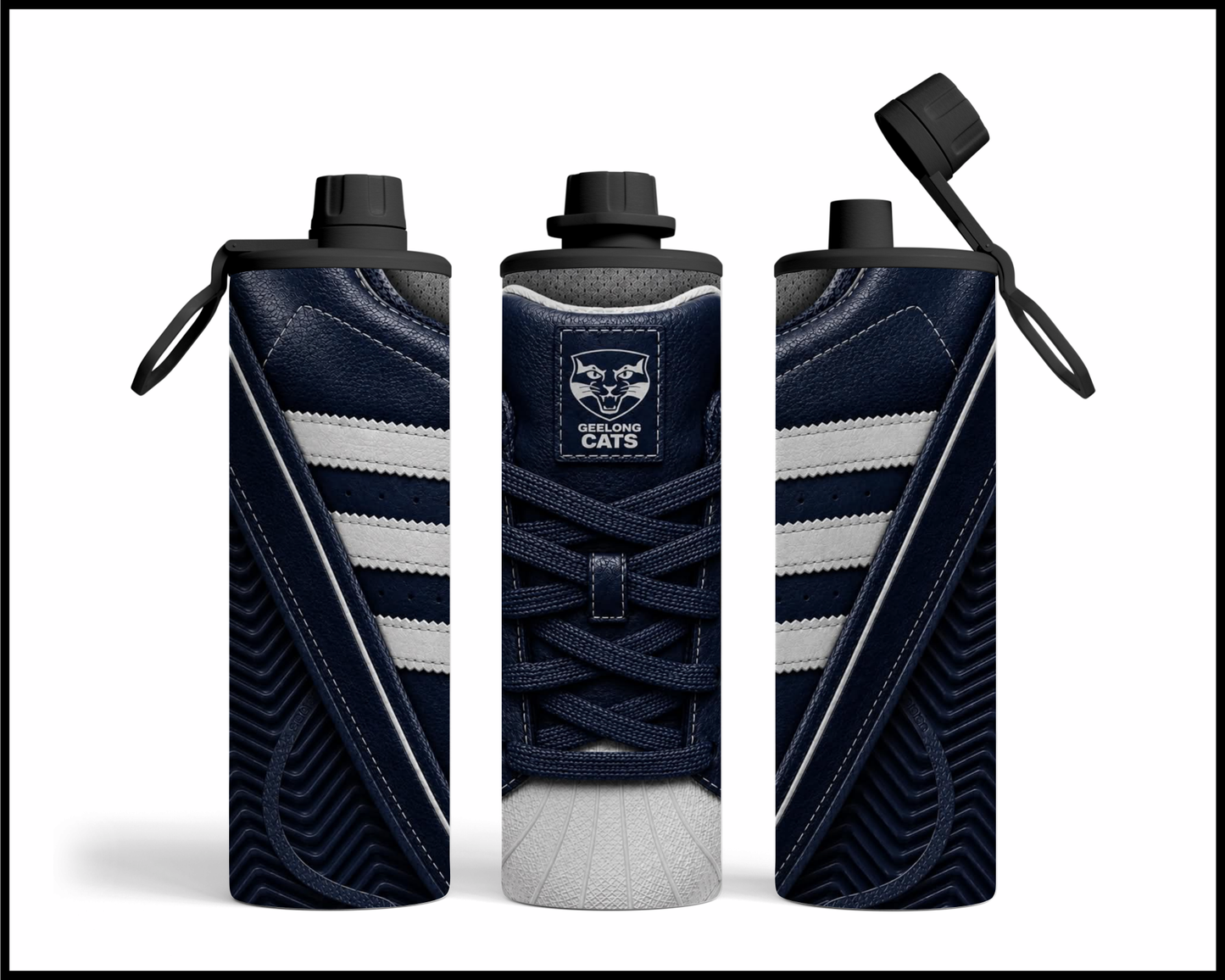 Stainless Steel Tumbler -Geelong Cats Side-Stripe Shoe Inspired