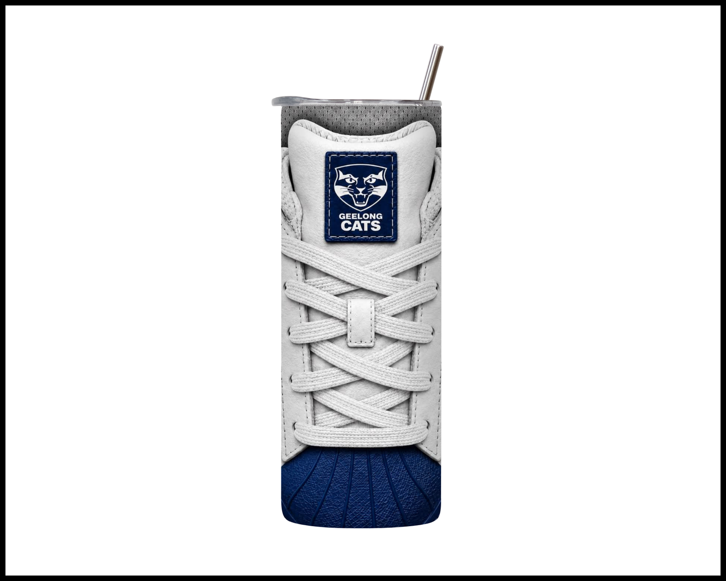 Stainless Steel Tumbler -Geelong Cats Side-Stripe Shoe Inspired