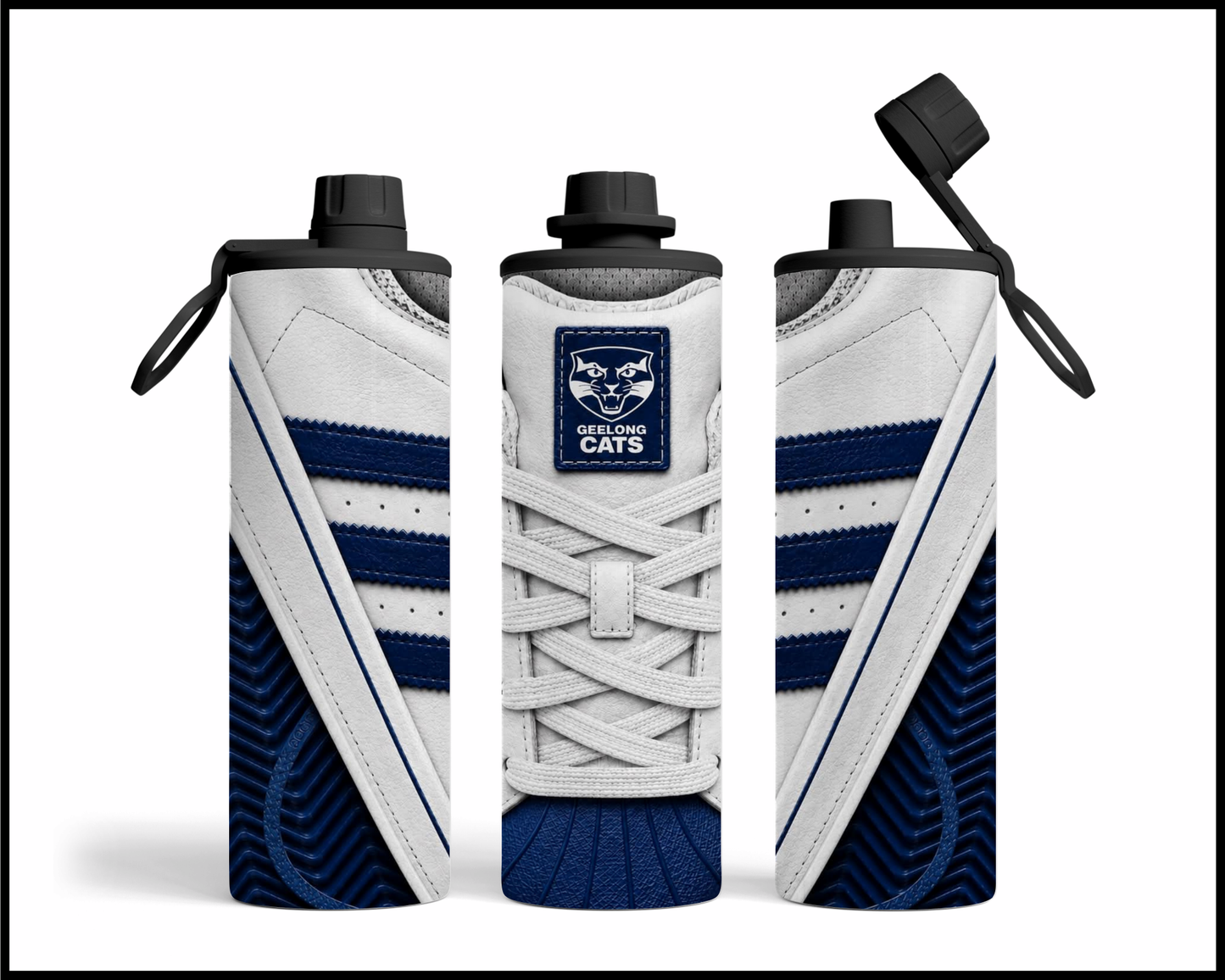 Stainless Steel Tumbler -Geelong Cats Side-Stripe Shoe Inspired