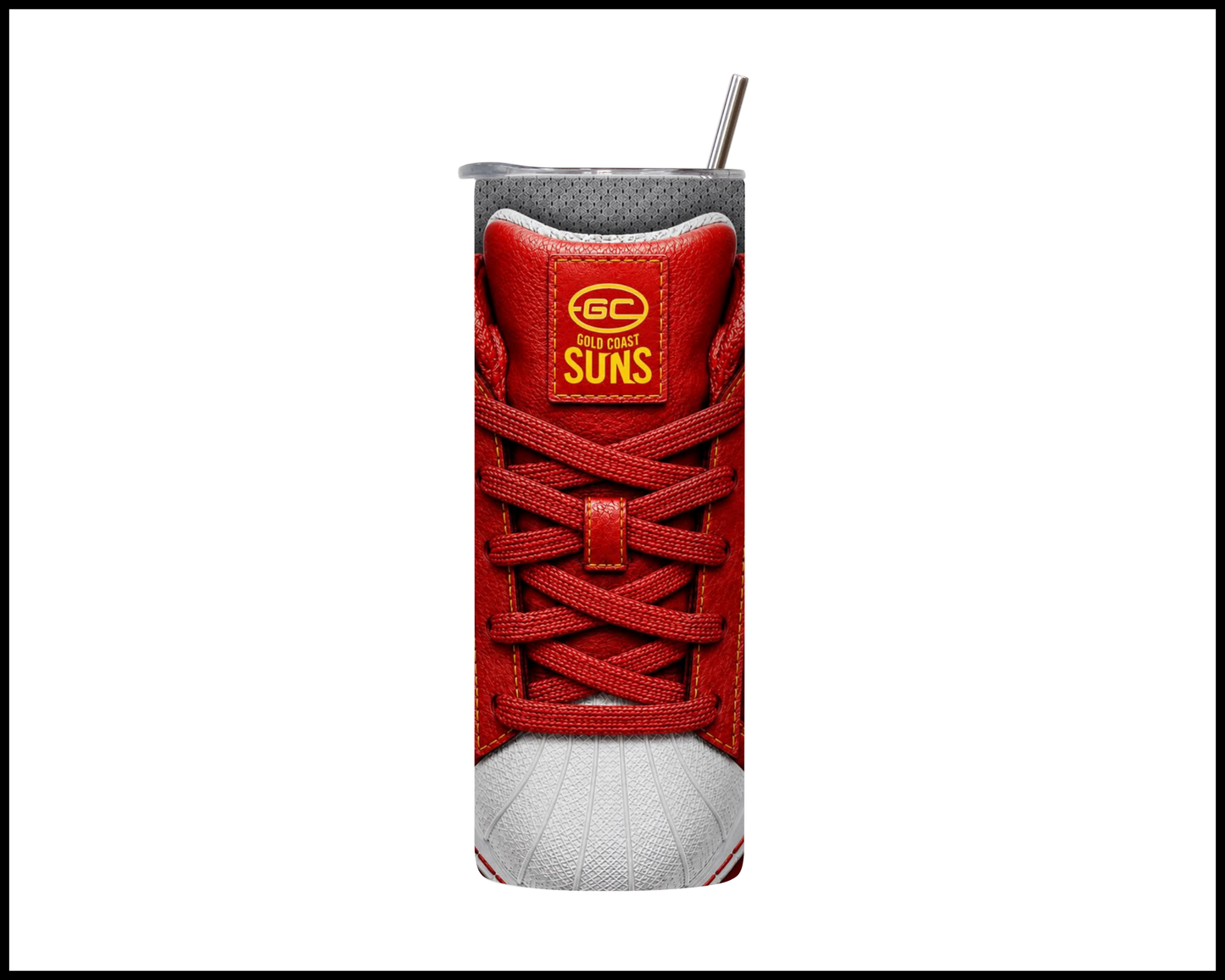 Stainless Steel Tumbler - Gold Coast Suns Side-Stripe Shoe Inspired