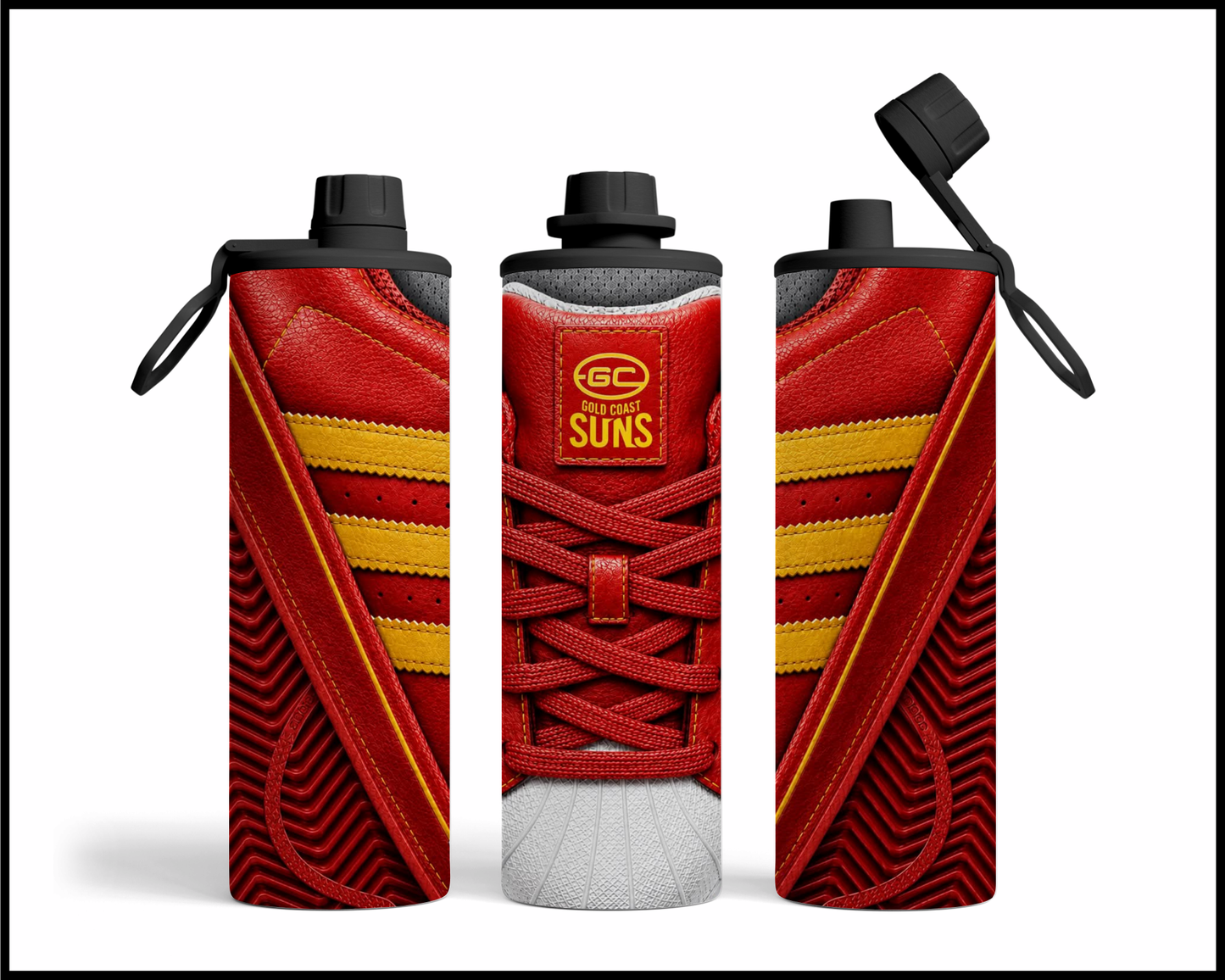 Stainless Steel Tumbler - Gold Coast Suns Side-Stripe Shoe Inspired
