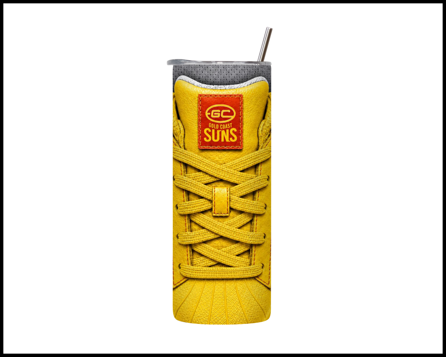 Stainless Steel Tumbler - Gold Coast Suns Side-Stripe Shoe Inspired