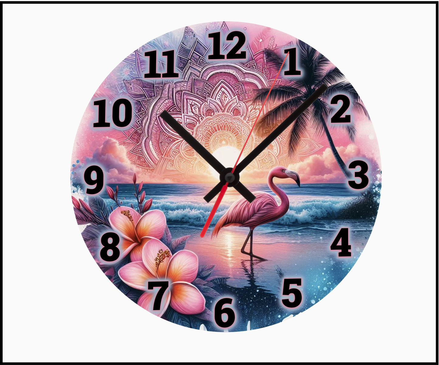 Mandala Flamingo Sublimated Clock (Round 036)