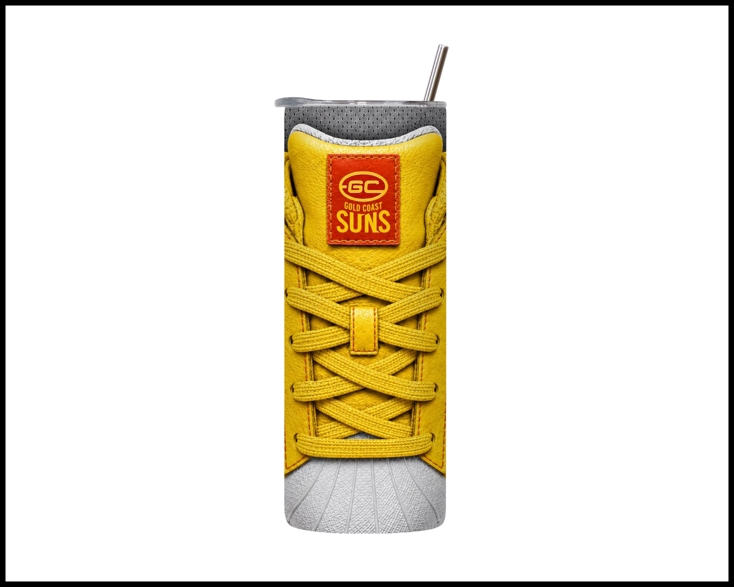 Stainless Steel Tumbler - Gold Coast Suns Side-Stripe Shoe Inspired