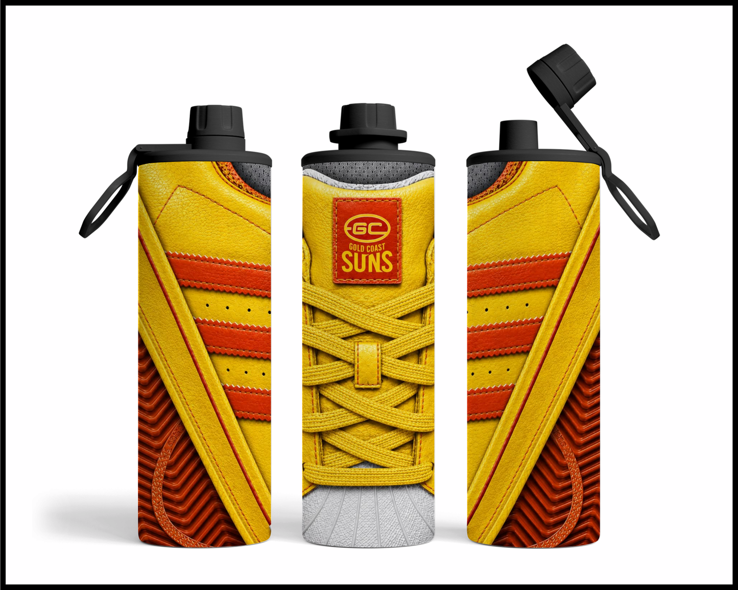Stainless Steel Tumbler - Gold Coast Suns Side-Stripe Shoe Inspired