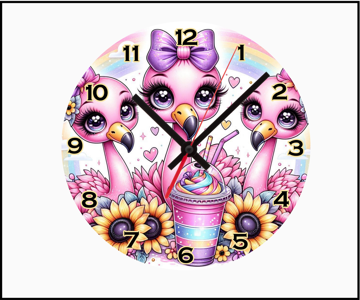 Flamingos Sublimated Clock (Round 037)