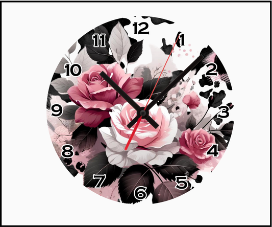 Roses Sublimated Clock (Round 039)