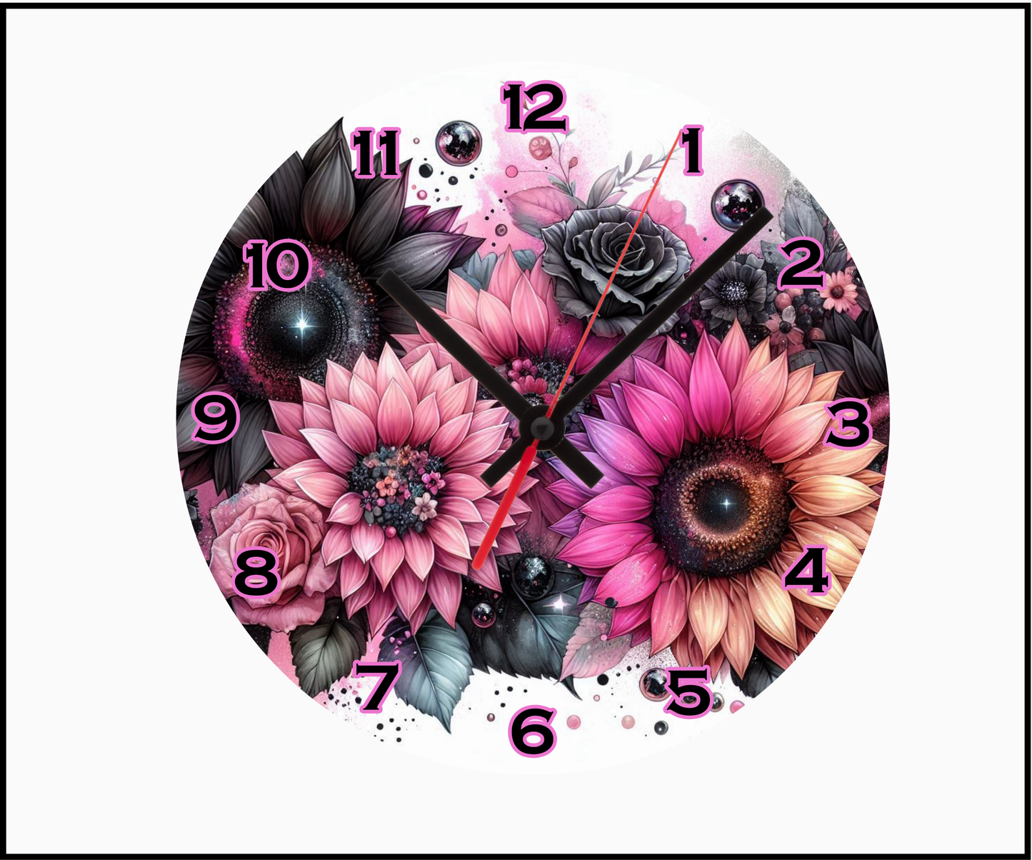 The Pinks Sunflowers Sublimated Clock (Round 041)