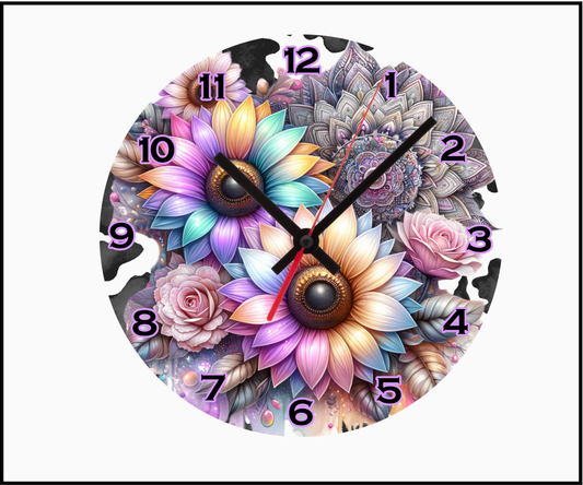 Sunflower Mandala Sublimated Clock (Round 042)