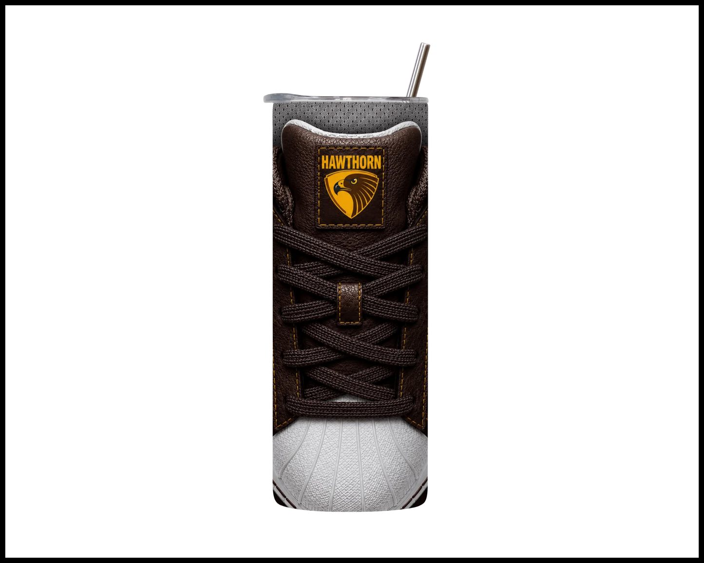 Stainless Steel Tumbler - Hawthorn Hawks Side-Stripe Shoe Inspired