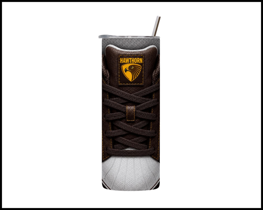 Stainless Steel Tumbler - Hawthorn Hawks Side-Stripe Shoe Inspired