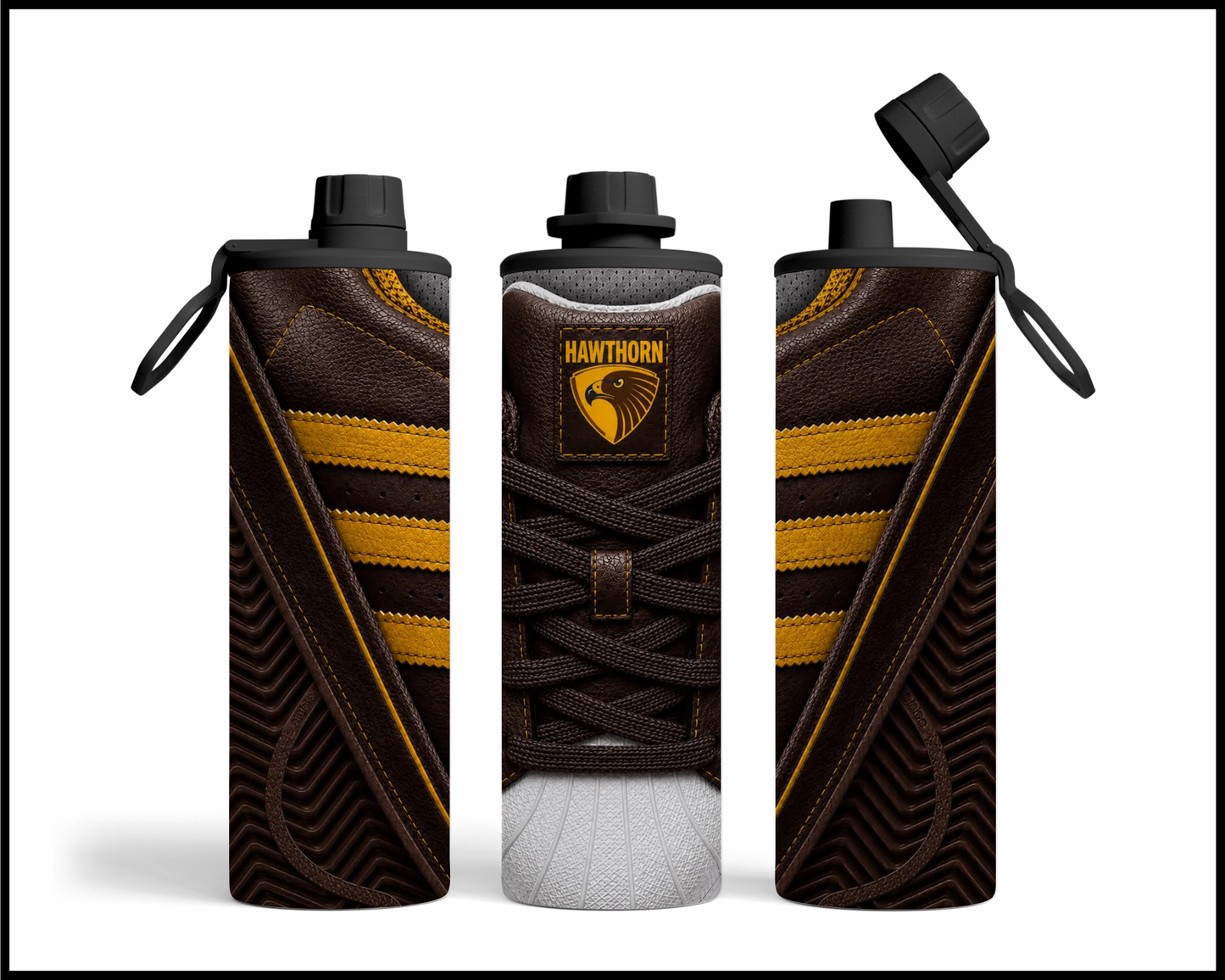Stainless Steel Tumbler - Hawthorn Hawks Side-Stripe Shoe Inspired