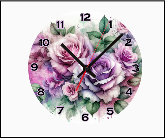 Pretty Roses Sublimated Clock (Round 043)