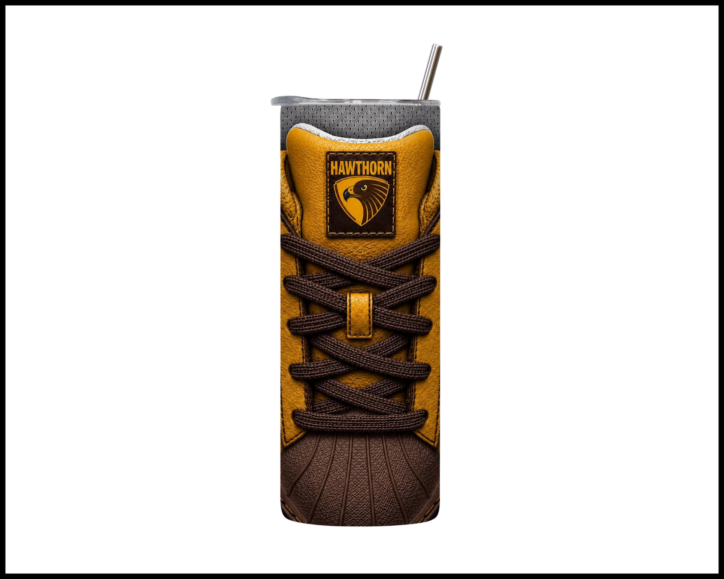 Stainless Steel Tumbler - Hawthorn Hawks Side-Stripe Shoe Inspired