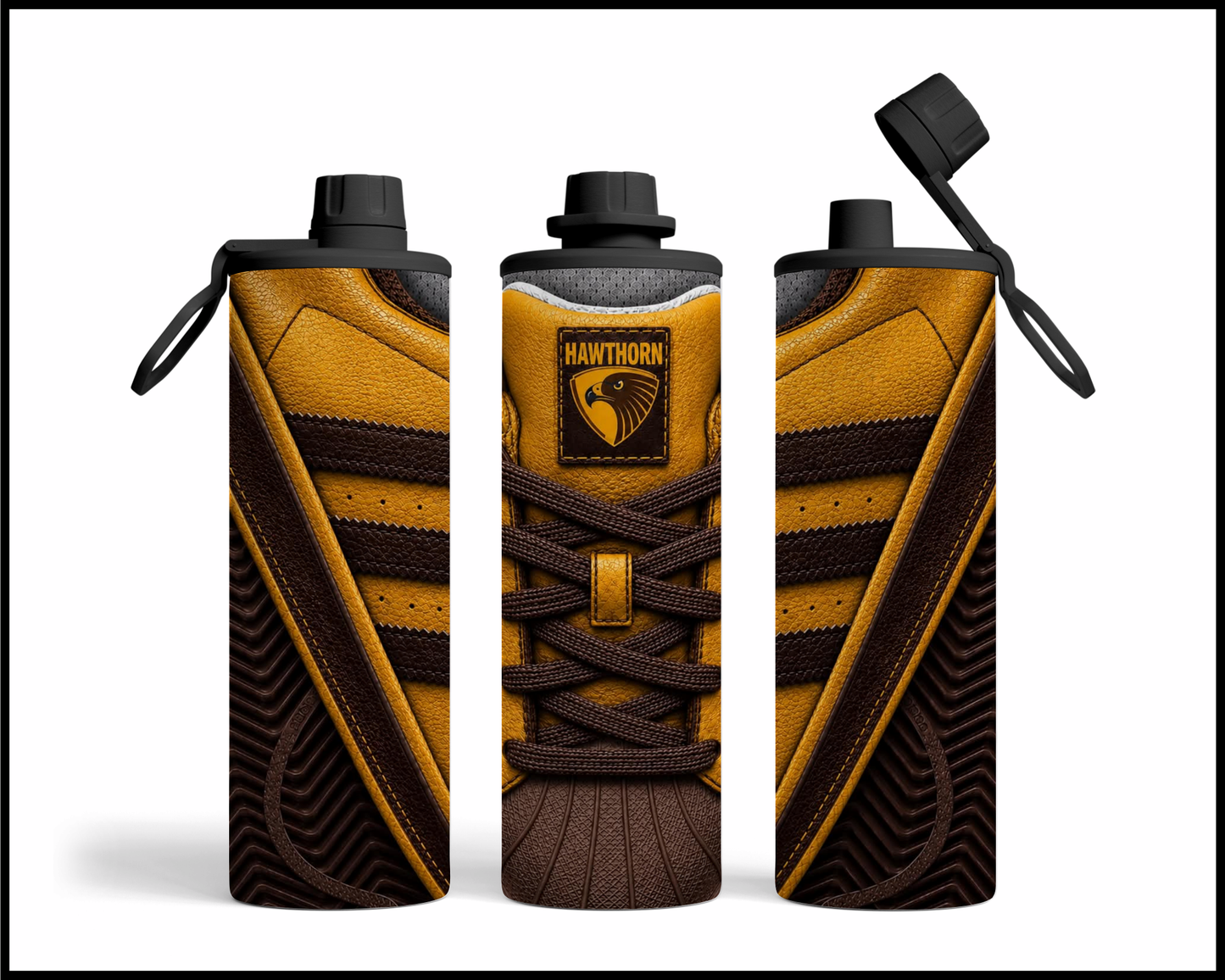 Stainless Steel Tumbler - Hawthorn Hawks Side-Stripe Shoe Inspired