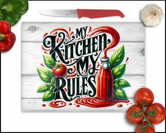 My Kitchen My Rules Sublimated Cutting Board (043)