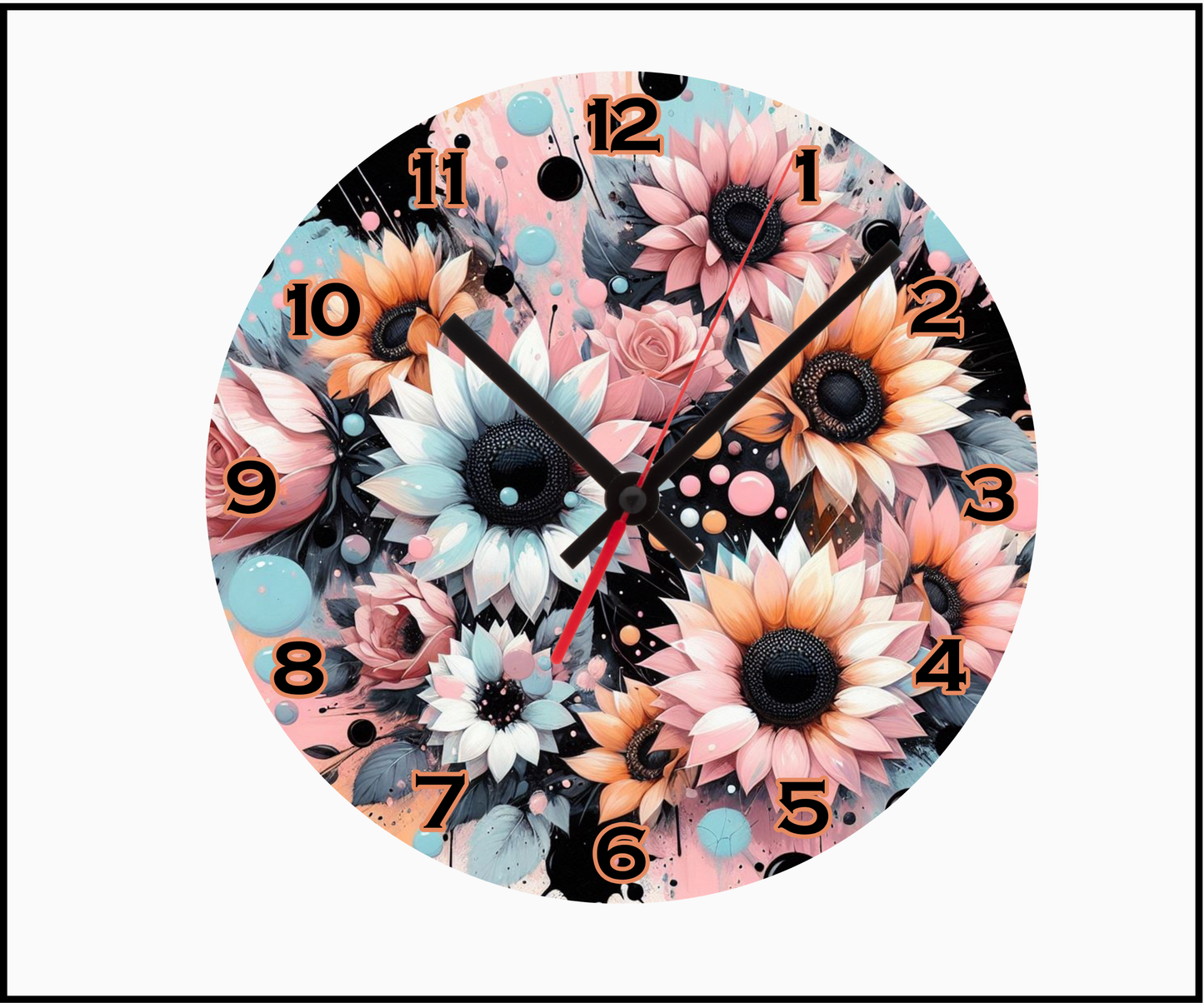 Flower Bloom Sublimated Clock (Round 044)