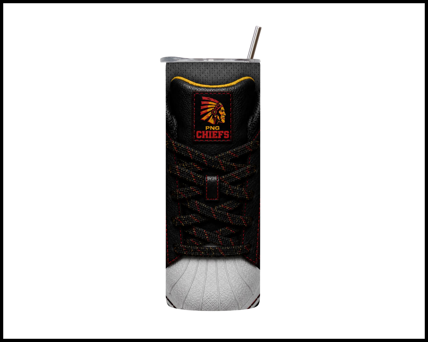 PNG Chiefs Side-stripe Shoe Inspired Tumbler