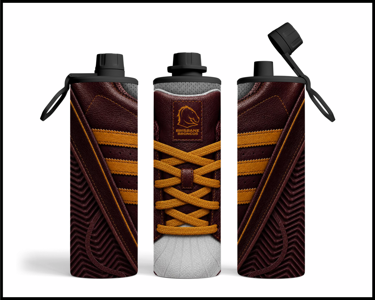 Stainless Steel Tumbler - Brisbane Broncos Side-Stripe Shoe Inspired