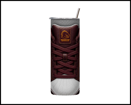 Stainless Steel Tumbler - Brisbane Broncos Side-Stripe Shoe Inspired