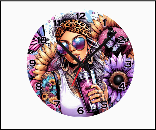 Bad Ass Babe Sublimated Clock (Round 049)