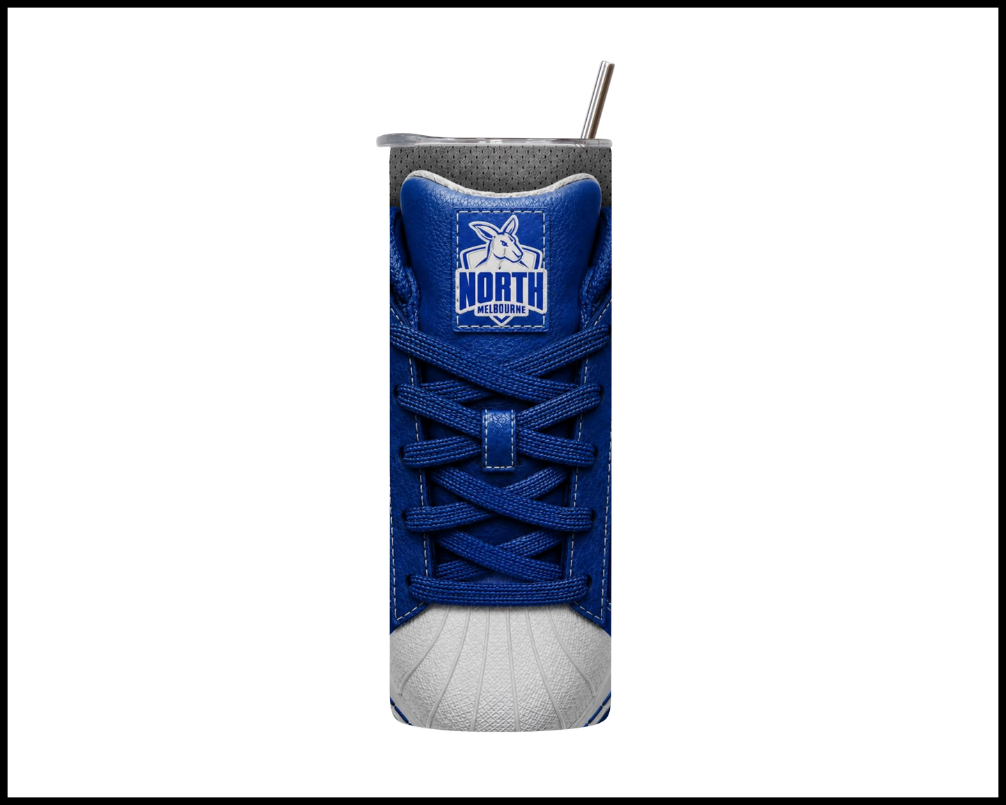 Stainless Steel Tumbler - North Melbourne Side-Stripe Shoe Inspired