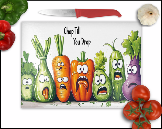 Chop Til You Drop Comedy Veggies Sublimated Cutting Board (050)