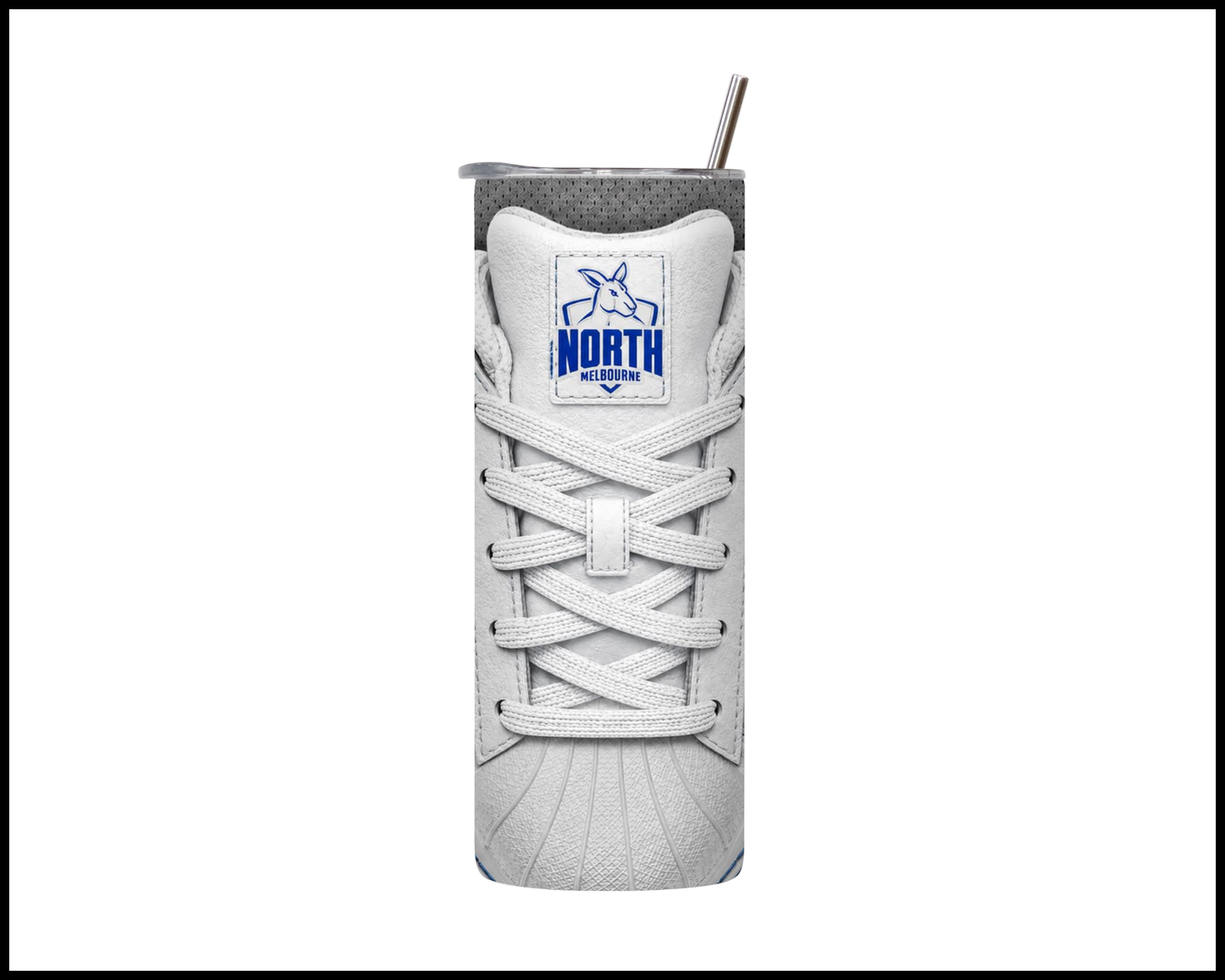 Stainless Steel Tumbler - North Melbourne Side-Stripe Shoe Inspired