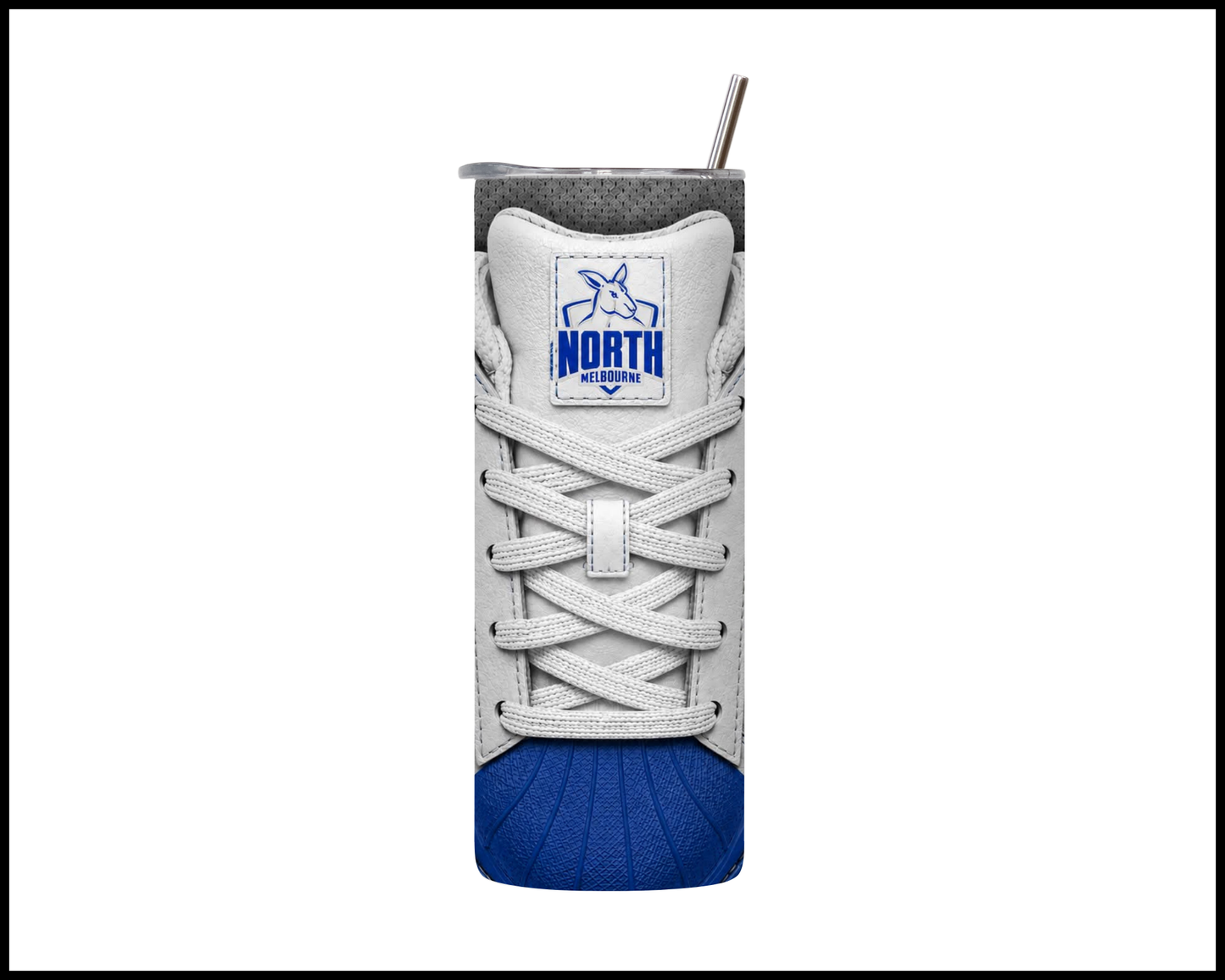 Stainless Steel Tumbler - North Melbourne Side-Stripe Shoe Inspired