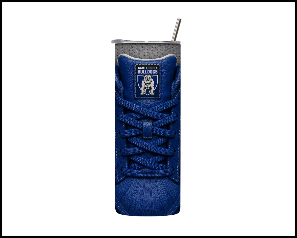 Stainless Steel Tumbler - Canterbury Bulldogs Side-Stripe Shoe Inspired