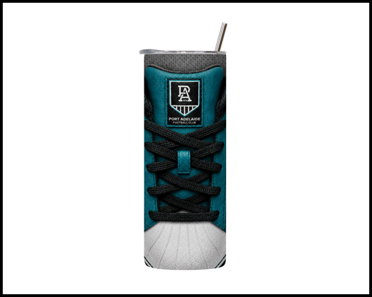 Stainless Steel Tumbler - Port Adelaide Side-Stripe Shoe Inspired