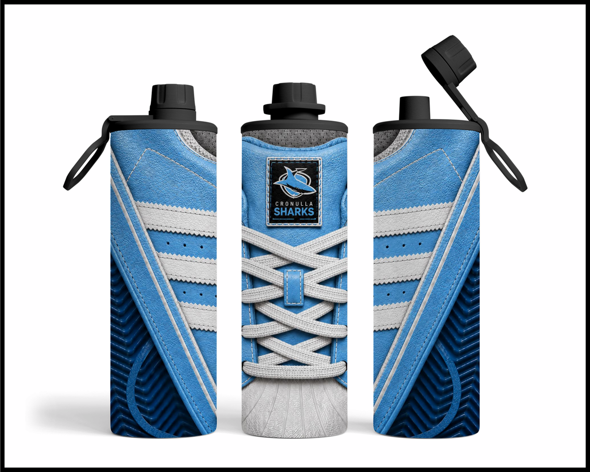 Stainless Steel Tumbler - Cronulla Sharks Side-Stripe Shoe Inspired