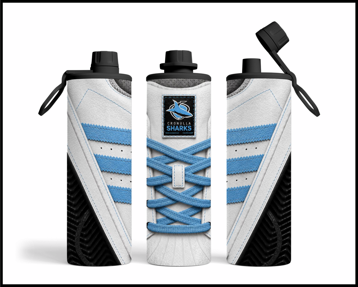 Stainless Steel Tumbler - Cronulla Sharks Side-Stripe Shoe Inspired