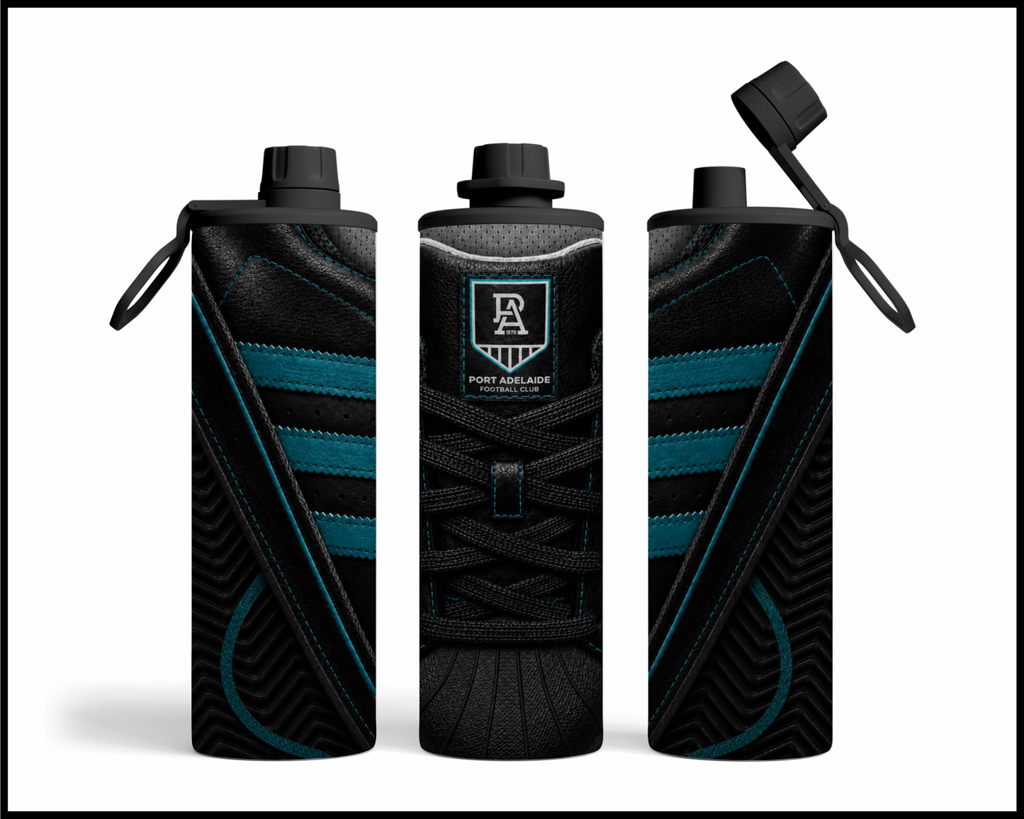 Stainless Steel Tumbler - Port Adelaide Side-Stripe Shoe Inspired