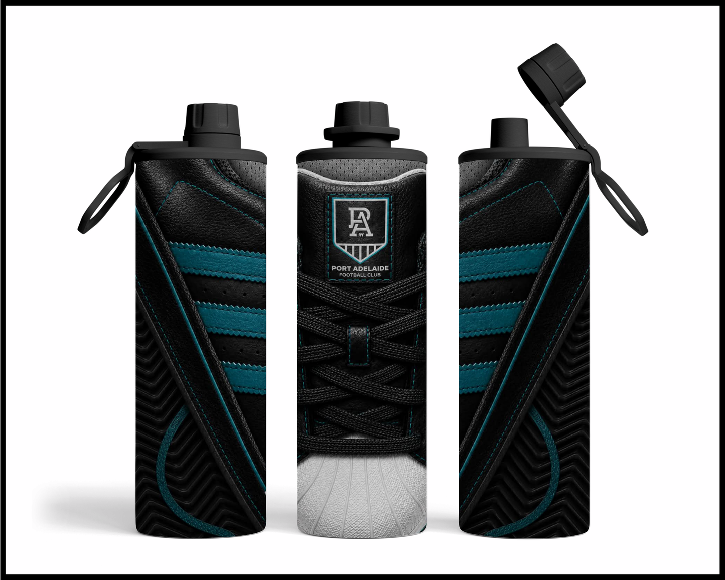 Stainless Steel Tumbler - Port Adelaide Side-Stripe Shoe Inspired