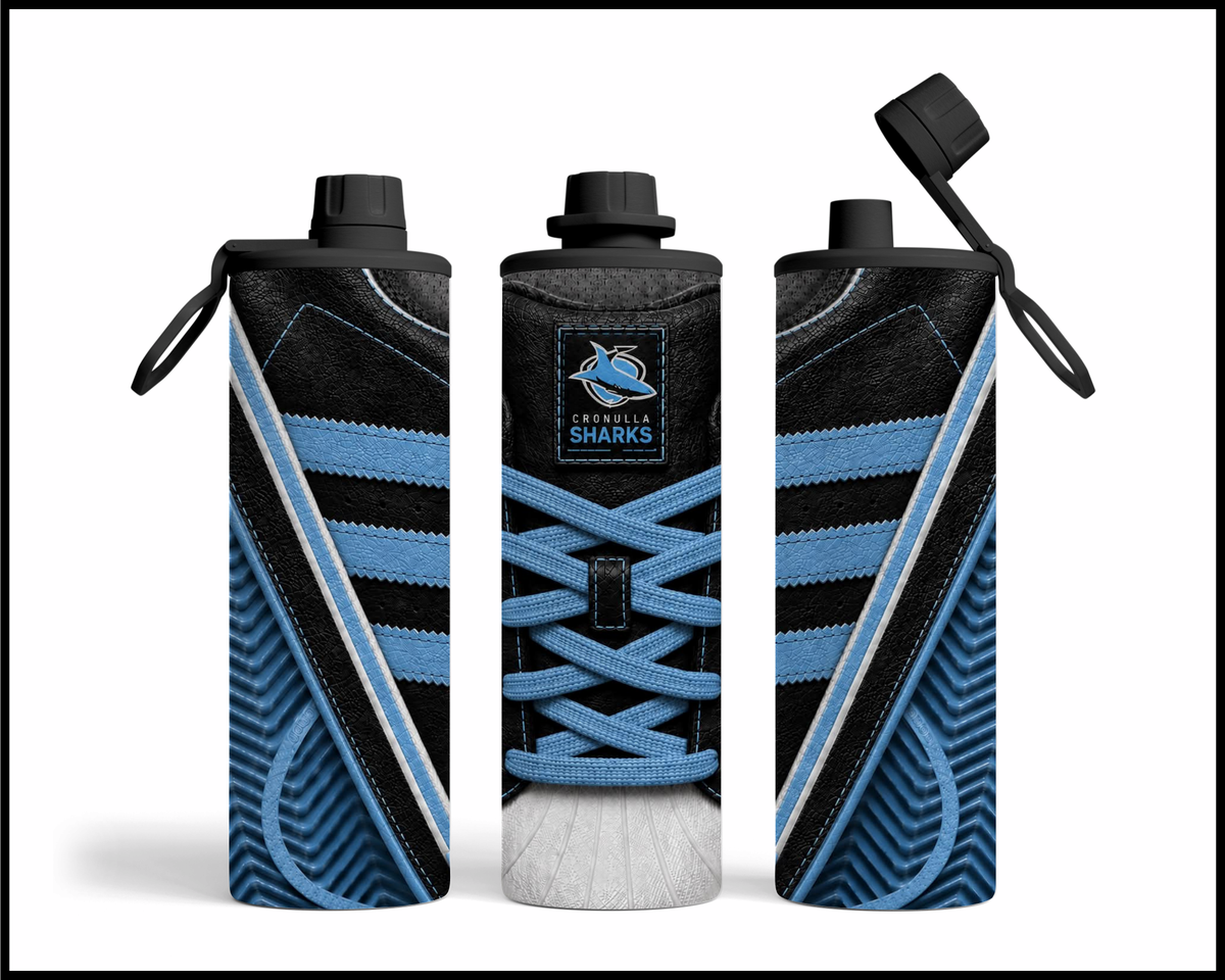 Stainless Steel Tumbler - Cronulla Sharks Side-Stripe Shoe Inspired