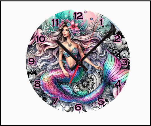 Mermaid Sublimated Clock (Round 059)