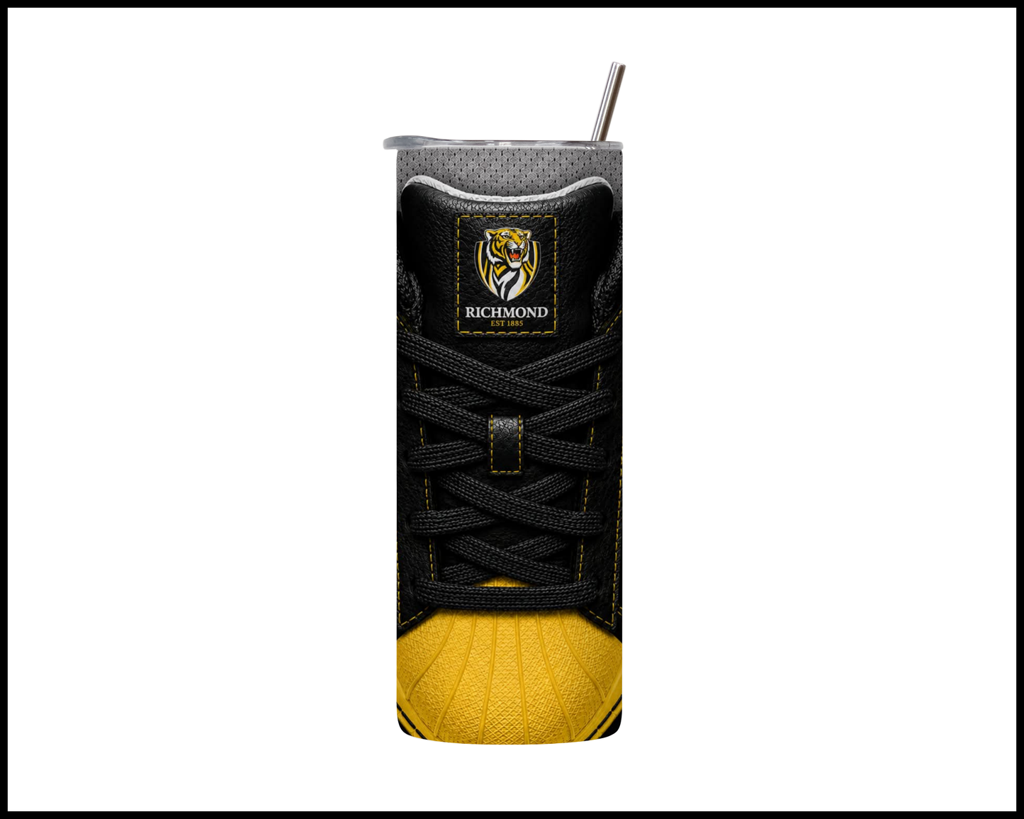 Stainless Steel Tumbler - Richmond Tigers Side-Stripe Shoe Inspired