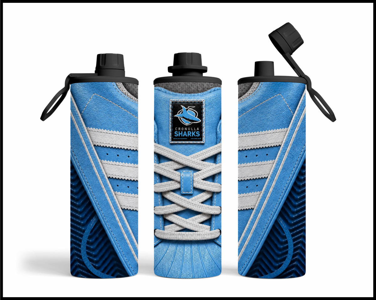 Stainless Steel Tumbler - Cronulla Sharks Side-Stripe Shoe Inspired