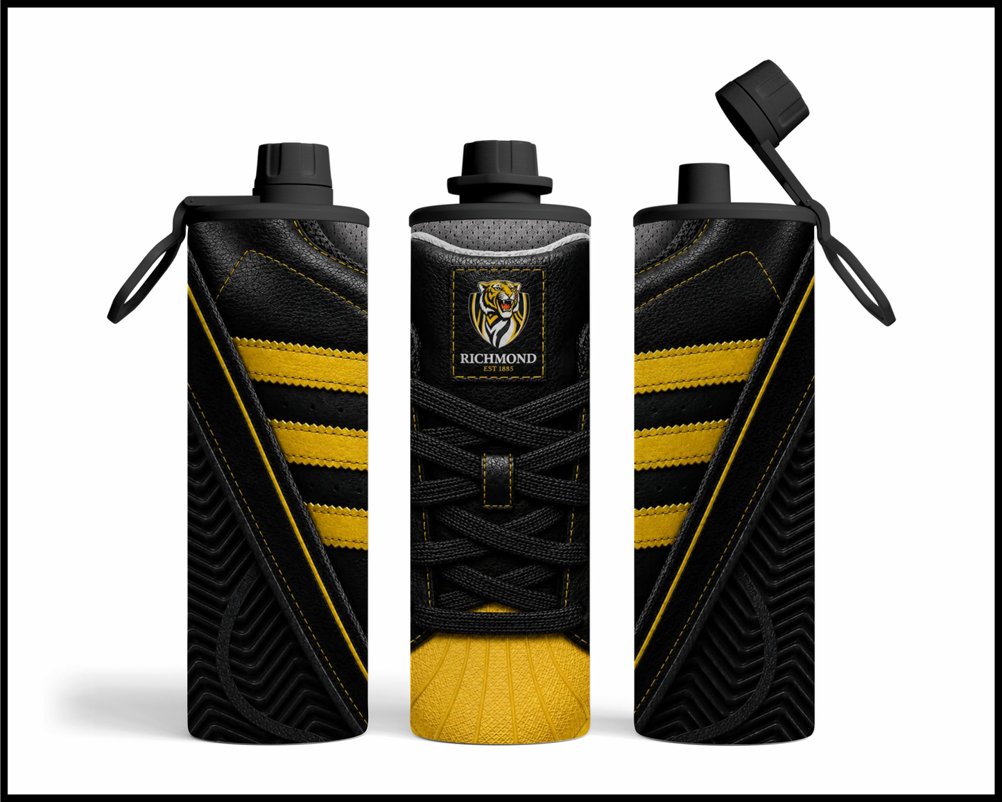 Stainless Steel Tumbler - Richmond Tigers Side-Stripe Shoe Inspired
