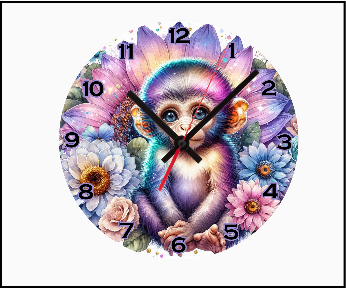 Monkey Sublimated Clock (Round 060)