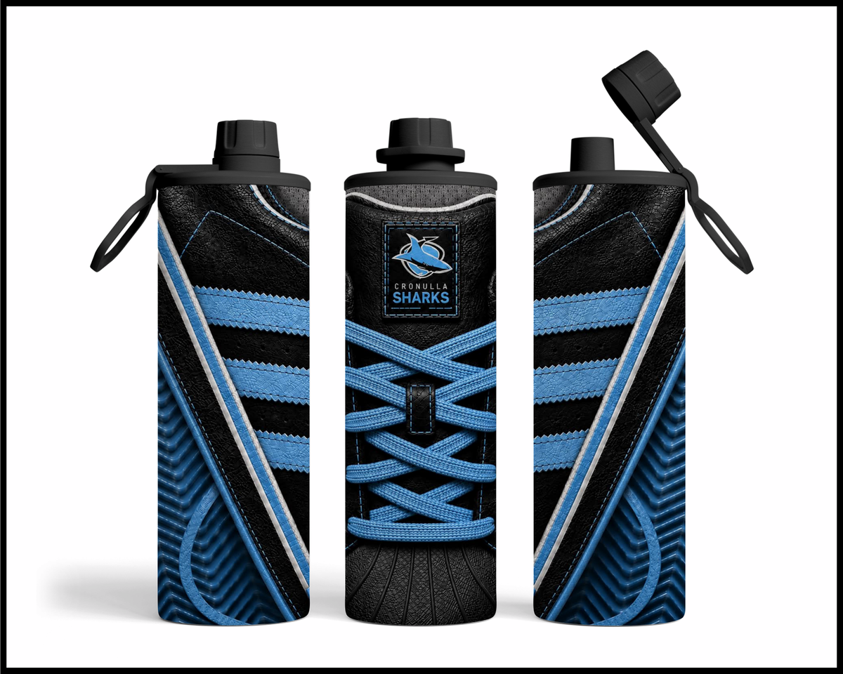 Stainless Steel Tumbler - Cronulla Sharks Side-Stripe Shoe Inspired