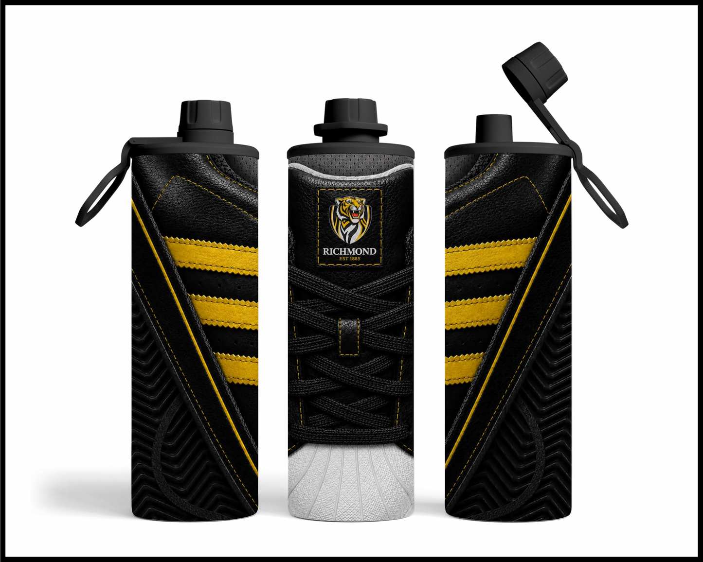 Stainless Steel Tumbler - Richmond Tigers Side-Stripe Shoe Inspired