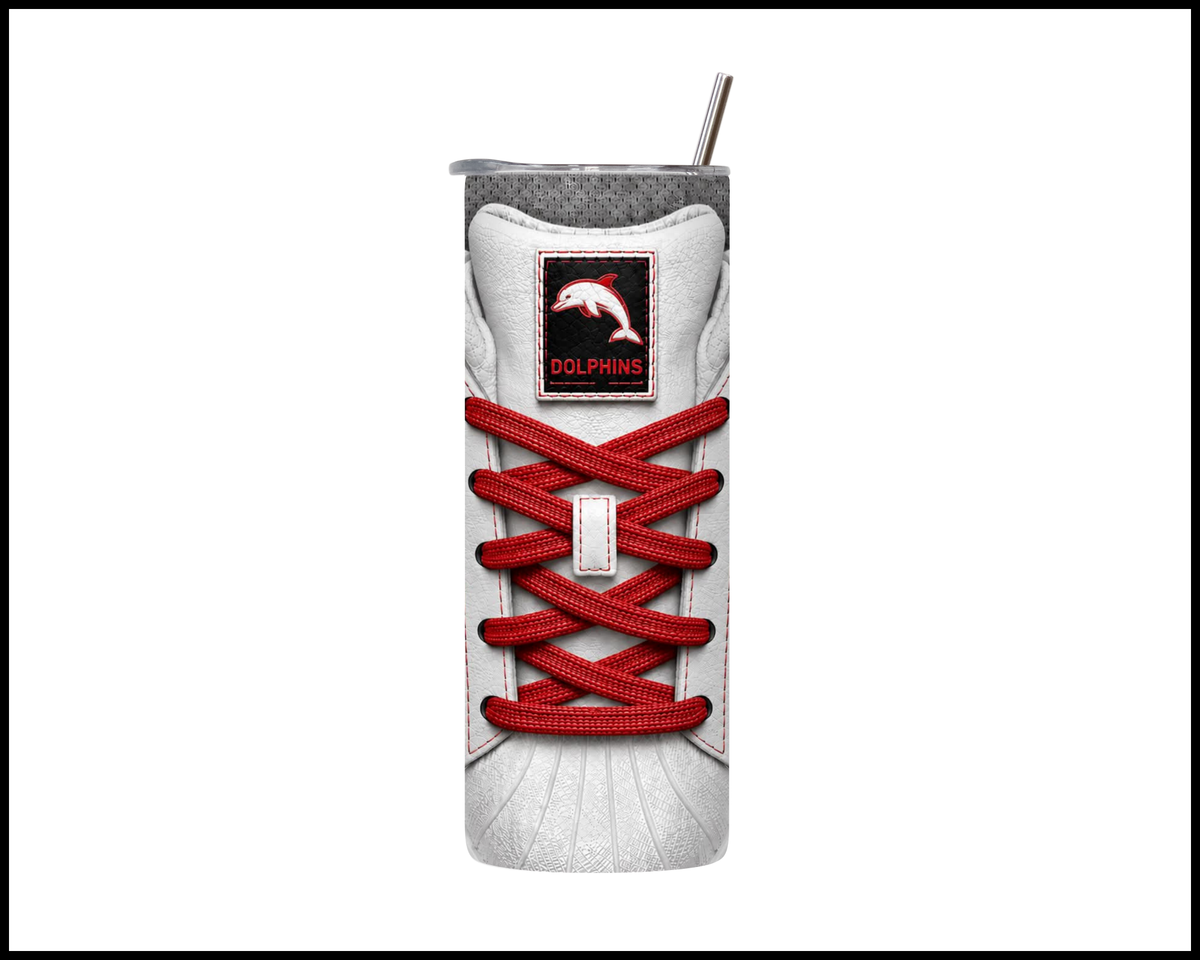 Stainless Steel Tumbler - Dolphins Side-Stripe Shoe Inspired